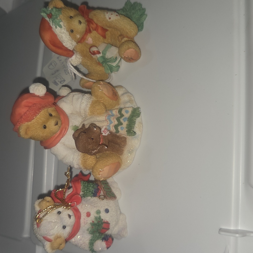 Cherished Teddies Festive Bear Trio with Red and White Accents